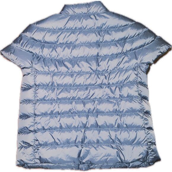 Martha Stewart Dusty Blue Down Insulated Zip Puffer Vest Short Sleeve Jacket M - Picture 6 of 8